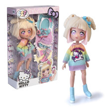 4SF Famosa Hello Kitty Manga Fashion Unicorns, Japanese Fashion Doll, Figure of 19.5 cm with 15 Points of Articulation, Includes Ra-Ra Skirt
