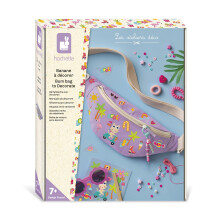 Janod - Creative Kit for Personalising a Bum Bag - Personalise your Bum Bag - Complete DIY Set with Decals + Keyring - 100% OEKOTEX Cotton