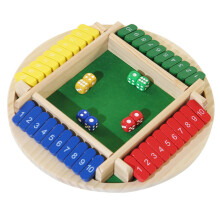 Shut The Box Game, 4 Players Classic Traditional Wooden Board Games