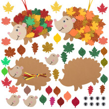 LAMEK 12 Pack Hedgehog Craft Set for Kids DIY Fall Decoration Creative Kit with 216pcs Assorted Accessories Maple Leaf Foam Stickers for Boys Girls
