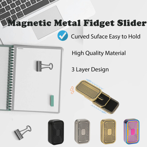 3 Layer Mini Fidget Slider, Haptic Block Push Toys (Golden) 1