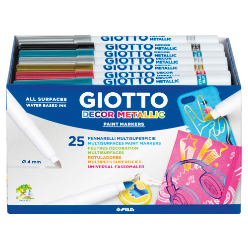 GIOTTO Decor Metallic Paint Markers Medium Tip - 4mm Nib 24 Colours 2