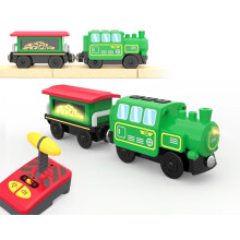 Remote Control Train for Wooden Track, Steam Locomotive with Magic Light-Up Carriage Reveals Passenger Images