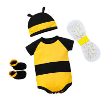 Lito Angels Bumble Honey Bee Bodysuit Costume Fancy Dress Up Clothes Set with Socks, Wings and Hat for Infant Baby Girls & Boys Age 0 to 12 Months