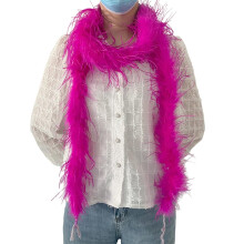 LONDGEN 1ply Fuchsia Ostrich Feather Boa 2Yards for Dance Performance and 1920's Flapper Costume Accessory