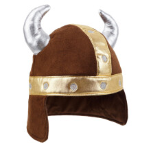 Kids Plush Viking Helmet - Soft Pretend Play Costume Hat with Silver Horns - Medieval Adventure Dress-Up Accessory for Toddlers and Kids Ages 3+