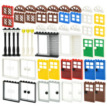 MALEKO Doors and Windows Set, 150+PCS House Building Bricks Accessories