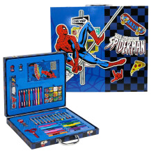 Marvel Spiderman 52-Piece Deluxe Colouring Art Case for Kids | Portable Art Kit with Markers, Crayons