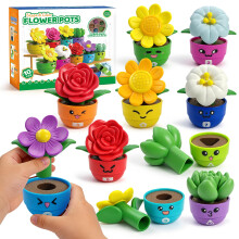 Flower Garden Toddler Toys, Kids Gardening Building Toy, Color Shape Sorting & Matching Game, Montessori Stacking Sensory Learning Toys