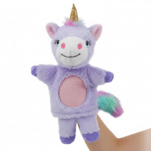 Plush Unicorn Hand Puppet - Soft Purple Fantasy Storytelling Toy with Rainbow Mane & Tail - Pretend Play Gift for Girls and Boys