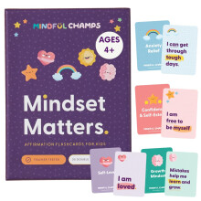 Mindset Matters Flashcards | 35 Double-Sided Positive Affirmation Cards for Kids (Ages 4+) | Teacher-Tested, Child-Safe Inks