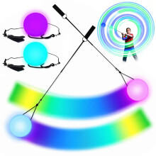 2 Pcs LED Poi Balls, LED Poi Spinning Balls with 7 luminous colors, Luminous Poi Juggling Ball or Beginners and Professionals,Glow in the Dark