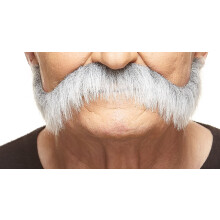 Mustaches Fake Mustache, Self Adhesive, Novelty, Archaeologist False Facial Hair, Gray with White Color