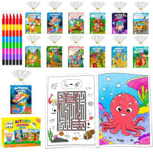 24 Pack Mini Colouring Books for Party Bags with 8-in-1 Crayons