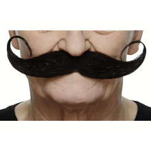 Mustaches Fake Mustache, Self Adhesive, Novelty, Capt' Hook False Facial Hair, Black Color