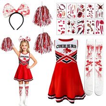 6 Pcs Zombie Cheerleader Costume Kids Halloween Scary Outfits