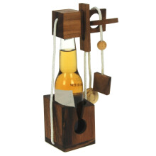 Namesakes Beer Bottle Puzzle Lock - Bottle Jail - Wooden Brain Teaser Puzzles for Adults - Challenging Escape Room Game - Novelty IQ Logic Toy