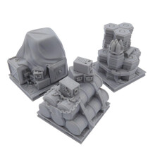 QP3D - Wargaming Futuristic Industrial Supply Terrain, 3 Supplies Palettes Scenery for Tabletop Wargames 28-32mm Scale for Sci-Fi, RPG