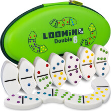 Queensell Loomino - Curved Dominoes Set for Kids and Adults - New Generation Dominoes for Family Game Night - Family Board Games for Kids and Adults