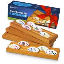 Queensell Loomino Holders - Curved Domino Racks Set of 4 - Loomino Mexican Train Game Accessories - Wooden Domino Trays