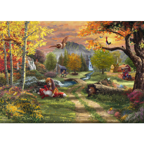 Quebra-cabeça - SCHMIDT SPIELE - Rox e Rouky - 1000 peças - Thomas Kinkade - 69,3 x 49,3 cm