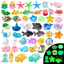 54pcs Luminous Mini Ocean Resin Animals, Tiny Sea Animals Glow in The Dark Miniature Little Small Resin Animal Figures Bulk for Fairy Garden Micro