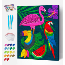 Mess-Free Tropical Clay Painting Kit, Air Dry Clay Modelling Kit, Sensory 3D Canvas Fun Arts and Crafts Kit for Kids