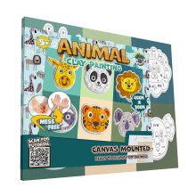 Mess-Free Animal Clay Painting Kit, Air Dry Clay Modelling Kit, Sensory 3D Canvas Fun Arts and Crafts Kit for Kids