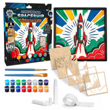 Splat Planet - Spaceship 3D Wooden Art Kit - Paint Your Own 3D Layered Wood Wall Art for Kids & Adults