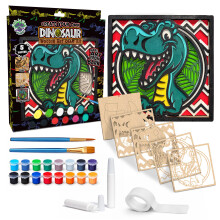 Splat Planet - Dinosaur 3D Wooden Art Kit - Paint Your Own 3D Layered Wood Wall Art for Kids & Adults