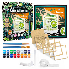 Gin and Tonic 3D Wooden Art Kit - Paint Your Own 3D Layered Wood Wall Art for Kids & Adults
