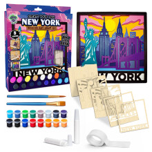 Splat Planet New York 3D Wooden Art Kit - Paint Your Own 3D Layered Wood Wall Art for Kids & Adults