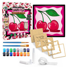 Cherry Pop 3D Wooden Art Kit - Paint Your Own 3D Layered Wood Wall Art for Kids & Adults