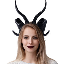 Spooktacular Creations Halloween Black Devil Horns Headband, Sheep Horns, Cosplay Horn Headpiece for Halloween Costume Accessories