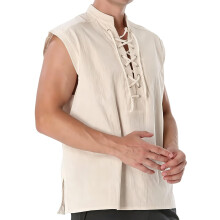 Men's Vintage Sleeveless Henley Vest for Halloween Cosplay
