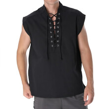 Men's Vintage Sleeveless Henley Vest for Halloween Cosplay