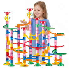 133 PCS Marble Run for Kids, STEM Educational Construction Toys & Track Building Blocks with Marbles