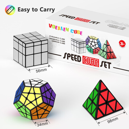 Vdealen Speed Cube Set, Magic Cube Pack of Mirror Pyramid Megaminx Puzzle Cube 1
