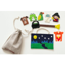 ZAC HOME Felt Finger Puppet Set, 7 Pieces with Witch Dragon and Animals, Ages 3+, Multi-coloured