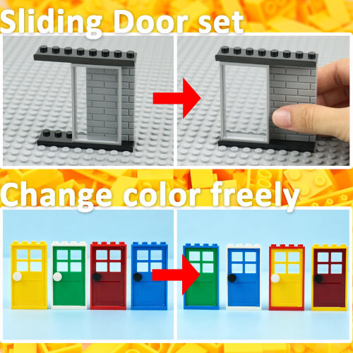 MALEKO Doors and Windows Set, 150+PCS House Building Bricks Accessories 1