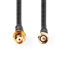 Câble d'antenne | SMA Mâle | SMA femelle | Plaqué or | 50 Ohm | Double blindage | 10.0 m | Rond | PVC | Noir | Label