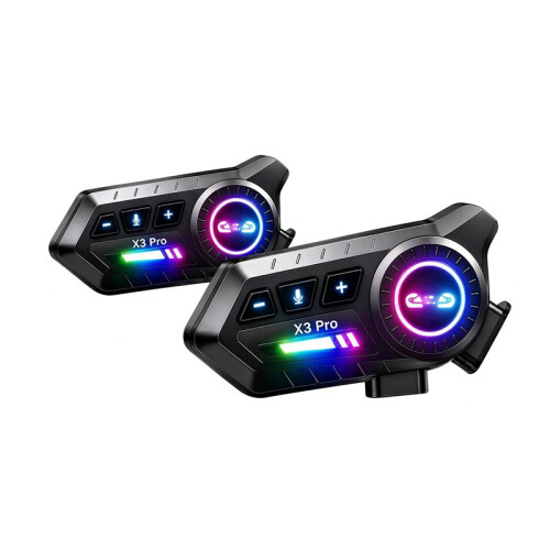 Kit 2 X3 PRO  6.0 Intercoms for Motorcycle Helmet 1000m IP67 RGB USB-C
