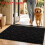 (Black)Plüsch Einstiegsmatte einfarbig Teppich mit waschbarem Design für Haus und Wohnräume 1