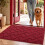(Red)Plush Entry Mat Solid Colored Carpet With Washable Design For Home And Living Spaces 6