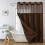 (Khaki)Waffle Weave Waterproof Shower Curtain With Solid Color For Daily Usage Bathroom 11