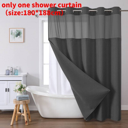 (Graphite)Waffle Weave Waterproof Shower Curtain With Solid Color For Daily Bathroom Usage