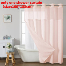 (Rose Pink)Waffle Weave Waterproof Shower Curtain With Solid Color For Daily Bathroom Usage