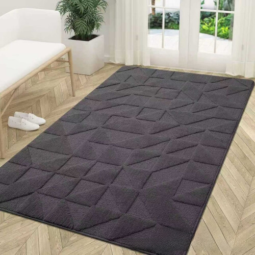 (Light Brown)Plüsch Einstiegsmatte einfarbig Teppich mit waschbarem Design für Haus und Wohnräume 2