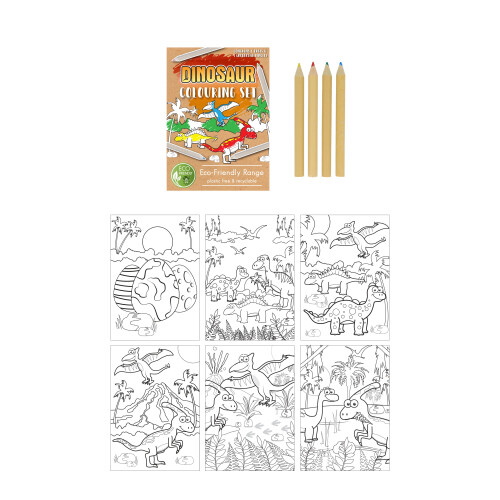 (Pack of 1) Eco Friendly Mini Dinosaur Colouring Set