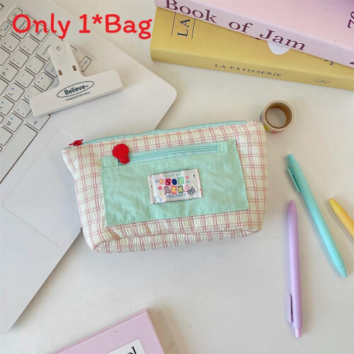 (Light Pink) Capacity Large Stylish Fabric Pencil Case With Multifunction Storage For And School Work